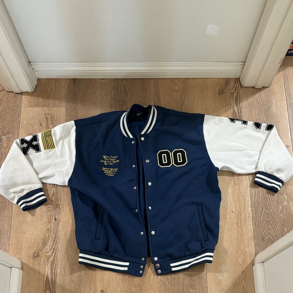 Navy and White Varsity Jacket